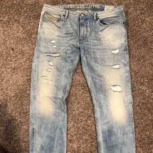 Diesel Shioner 36 x 32 Destroy Light Wash Jeans